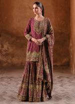 Crepe Silk Rose Pink Wedding Wear Swarovski Work Readymade Sharara Suit